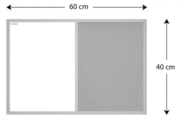 Allboards,Tabule COMBI -šedý korek a magnetická bílá 60x40 s šedým lakovaným dřevěným rámem,TMK64GREY
