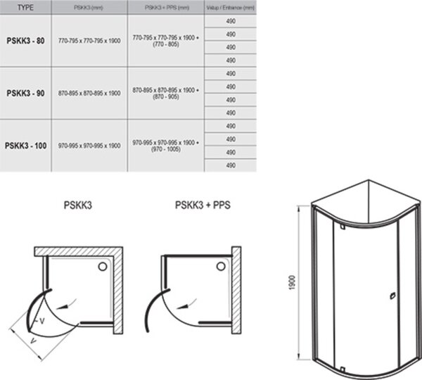 Ravak Pivot sprchový kout 90x90 cm půlkulatá satén matný/průhledné sklo 37677U00Z1