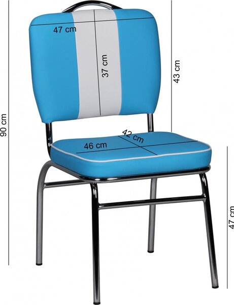 Jídelní židle American Diner 50. léta Retro Blue White