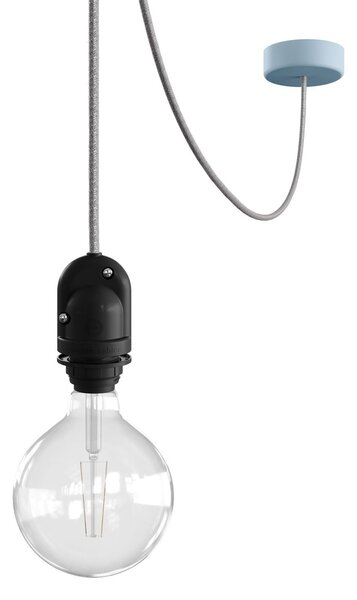 Creative cables EIVA závěsná lampa do exteriéru pro stínidlo, 5m textilního kabelu, silikonový baldachýn a objímka, IP65 voděodolná Barva: Světle modrá