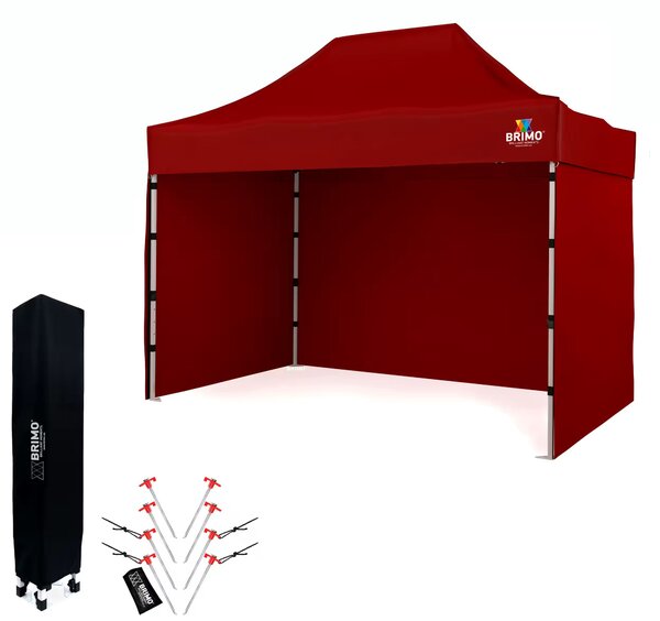 BRIMO Nůžkový párty stan SUPER 2x3 m 3 stěny červený