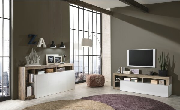 Komoda LENOR 146x93x42 cm bílá/javor