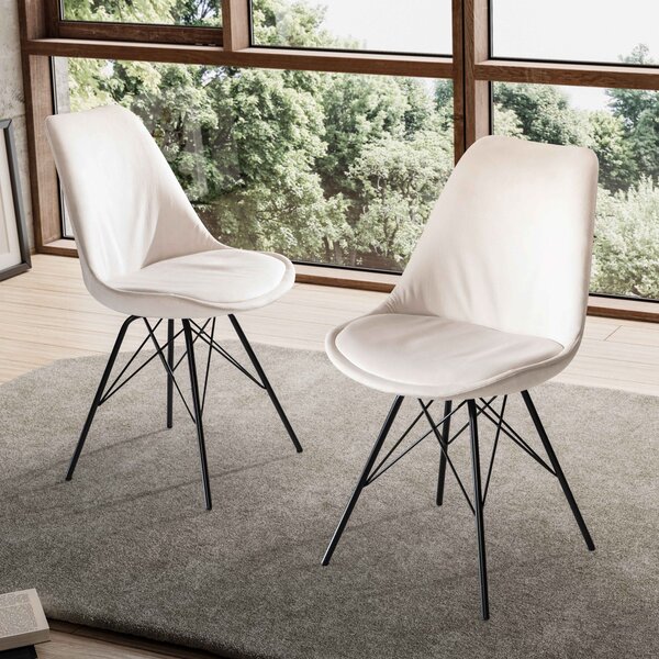 Jídelní židle WOHNLING Set of 2 Velvet Beige Chair Skandinávská kuchyňská židle