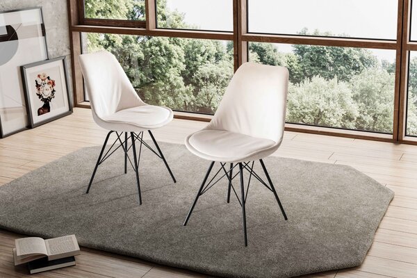 Jídelní židle WOHNLING Set of 2 Velvet Beige Chair Skandinávská kuchyňská židle