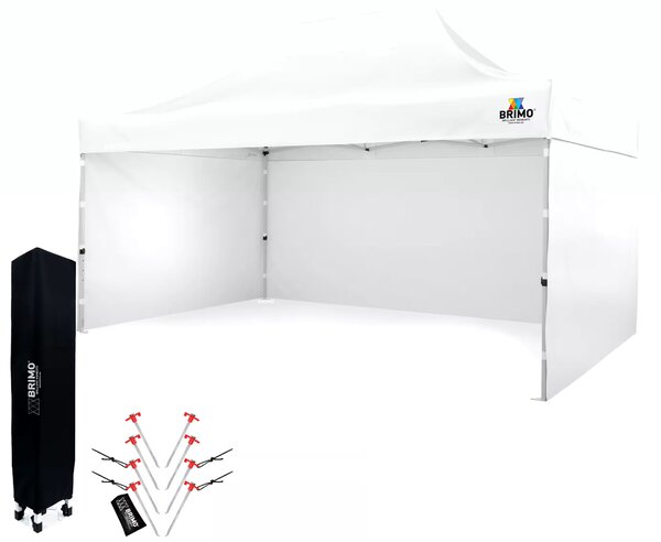BRIMO Nůžkový párty stan SUPER 3x4,5 m 3 stěny bílý