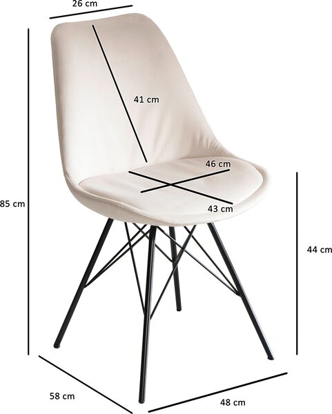 Jídelní židle WOHNLING Set of 2 Velvet Beige Chair Skandinávská kuchyňská židle