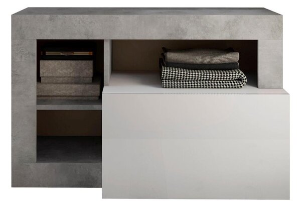 Lavice LENOR 91x59x35 cm bílá/šedá beton