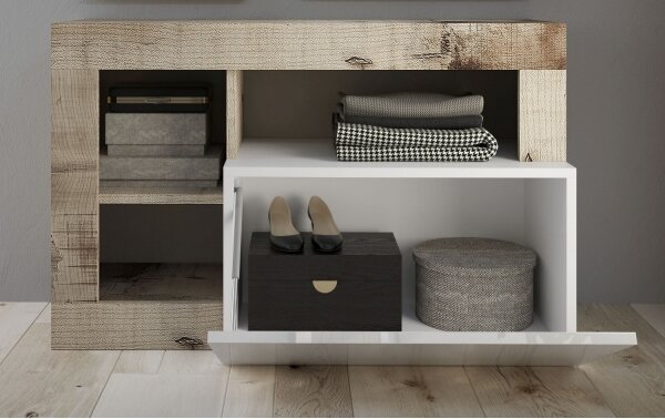 Lavice LENOR 91x59x35 cm bílá/javor