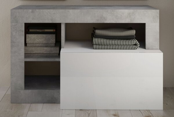 Lavice LENOR 91x59x35 cm bílá/šedá beton