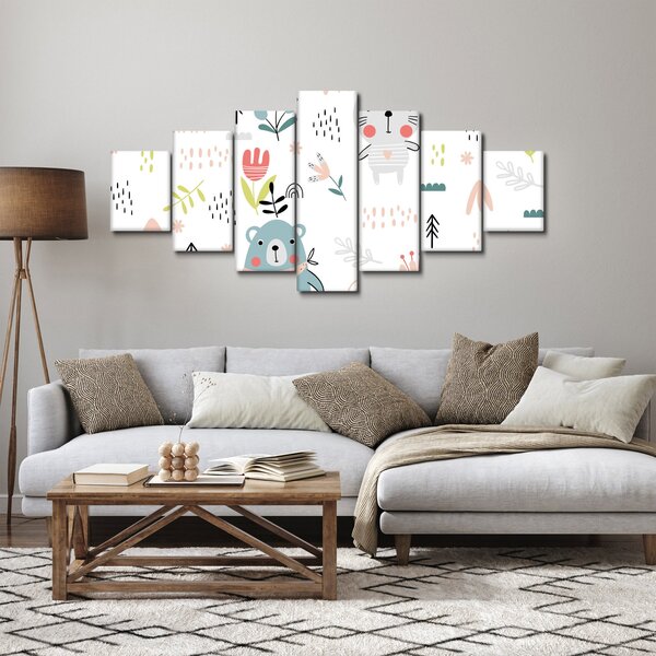 Obraz - Zvířátka na louce (210x100 cm)