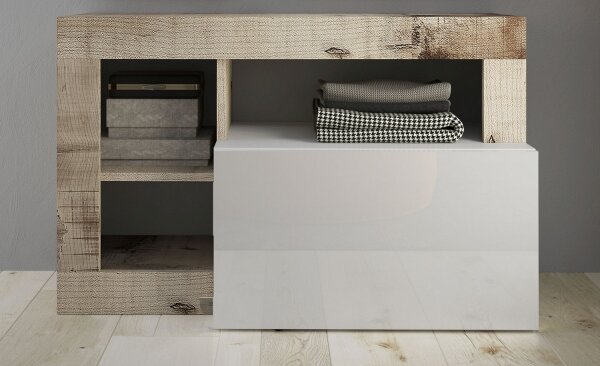 Lavice LENOR 91x59x35 cm bílá/javor