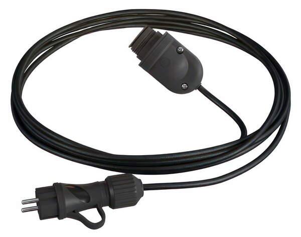 Creative cables EIVA snake, přenosná venkovní lampa, 5 m textilní kabel, vodě odolná objímka IP65 a zástrčka Barva: Černá