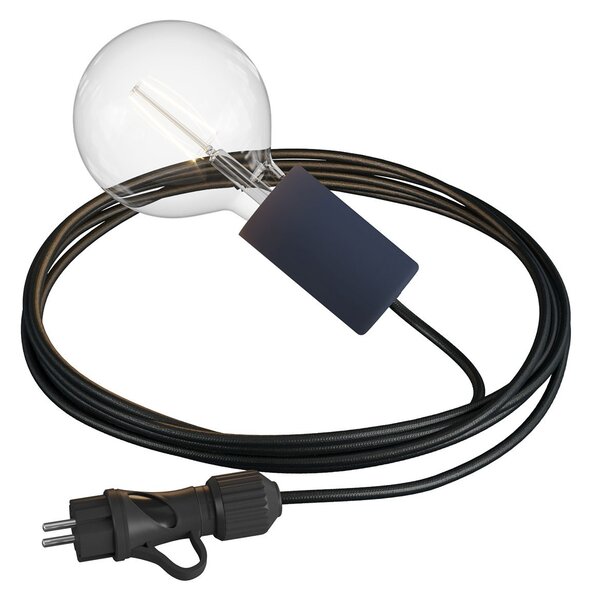Creative cables EIVA snake elegant, přenosná venkovní lampa, 5 m textilní kabel, voděodolná objímka IP65 a zástrčka Barva: Bílá