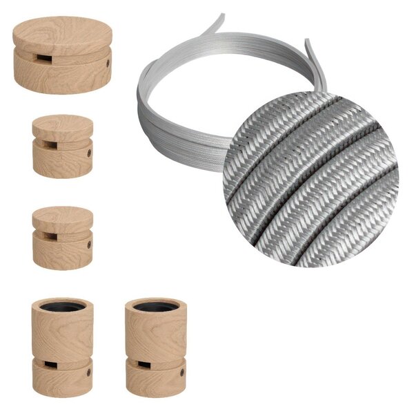 Creative cables Filé system - sestava pro cik-cak instalaci - 3m kabelu pro světelné šňúry a 5 dřevěných komponentů Barva kabelu: Černo-bílá - ECC37
