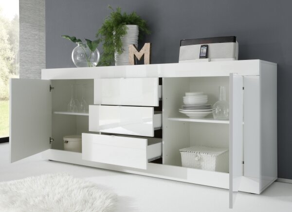Komoda NERILA 210x86x43 cm bílá
