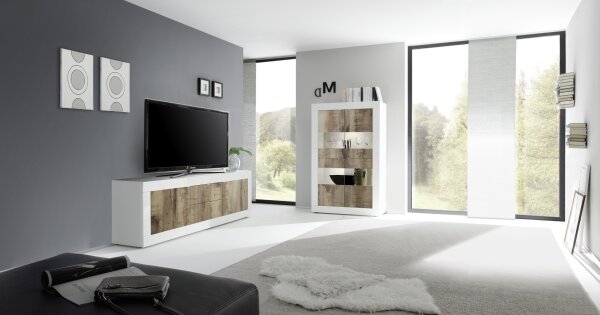 Komoda NERILA 210x66x43 cm bílá/javor