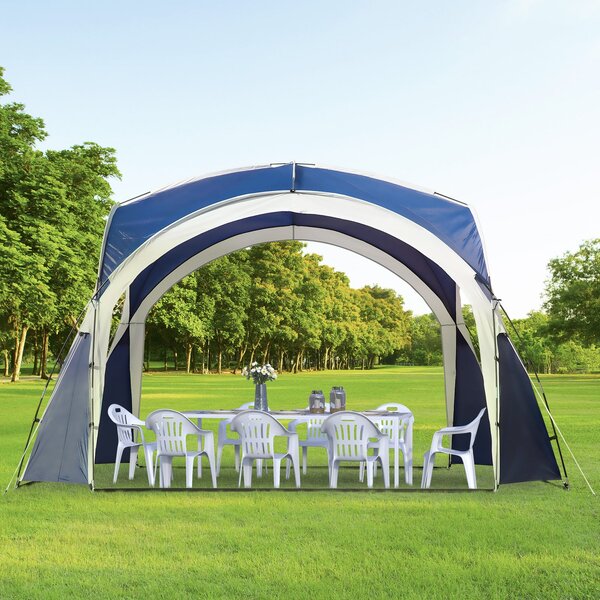Outsunny Zahradní Altán 3,5 x 3,5m s Háčkovými Dveřmi, Ochrana proti Dešti s Pevnými Ocelovými Sloupy, Zahradní Gazebo s UV Ochrannou, Slunečník na Ke