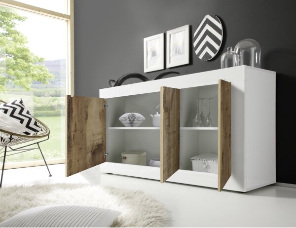 Komoda NERILA 160x86x43 cm bílá/javor