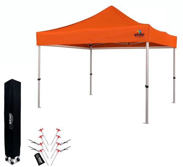 BRIMO Nůžkový párty stan EXCLUSIVE ALU 3x3 m bez stěn oranžový