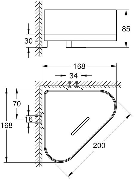 Grohe Selection rohová polička 20 cm bílá-grafitová 41038AL0