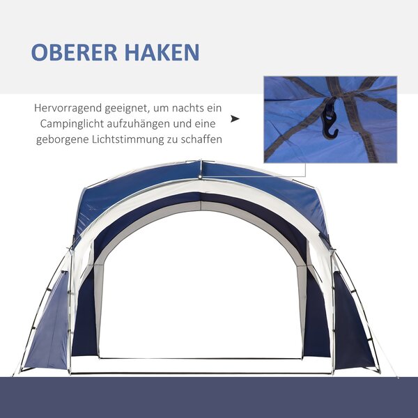 Outsunny Zahradní Altán 3,5 x 3,5m s Háčkovými Dveřmi, Ochrana proti Dešti s Pevnými Ocelovými Sloupy, Zahradní Gazebo s UV Ochrannou, Slunečník na Ke
