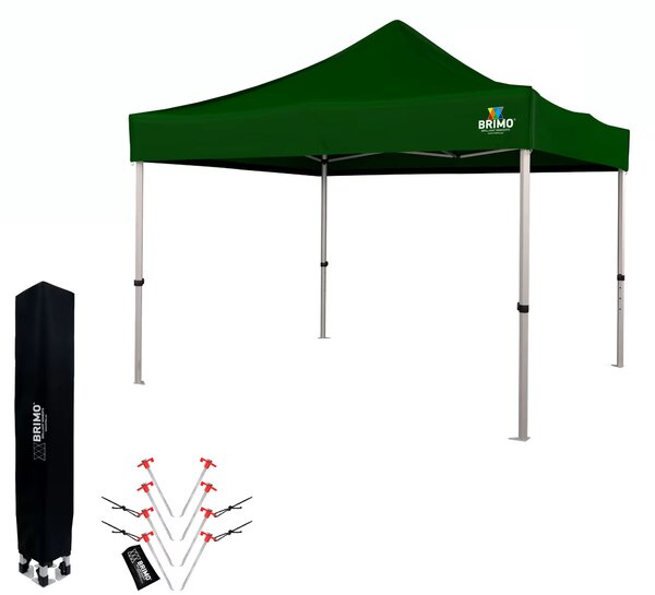 BRIMO Nůžkový párty stan EXCLUSIVE ALU 3x3 m bez stěn zelený