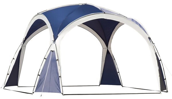 Outsunny Zahradní Altán 3,5 x 3,5m s Háčkovými Dveřmi, Ochrana proti Dešti s Pevnými Ocelovými Sloupy, Zahradní Gazebo s UV Ochrannou, Slunečník na Ke