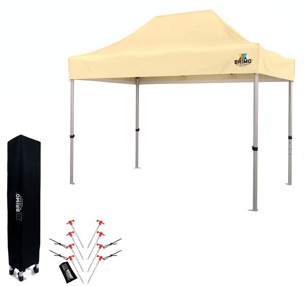 BRIMO Nůžkový párty stan EXCLUSIVE ALU 2x3 m bez stěn béžový
