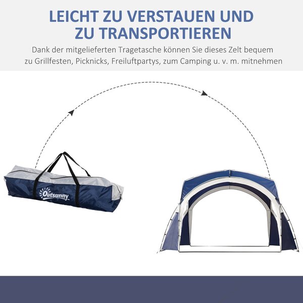 Outsunny Zahradní Altán 3,5 x 3,5m s Háčkovými Dveřmi, Ochrana proti Dešti s Pevnými Ocelovými Sloupy, Zahradní Gazebo s UV Ochrannou, Slunečník na Ke