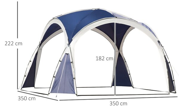 Outsunny Zahradní Altán 3,5 x 3,5m s Háčkovými Dveřmi, Ochrana proti Dešti s Pevnými Ocelovými Sloupy, Zahradní Gazebo s UV Ochrannou, Slunečník na Ke