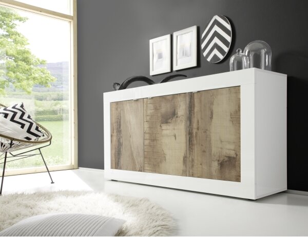 Komoda NERILA 160x86x43 cm bílá/javor