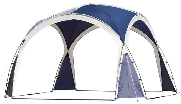 Outsunny Zahradní Altán 3,5 x 3,5m s Háčkovými Dveřmi, Ochrana proti Dešti s Pevnými Ocelovými Sloupy, Zahradní Gazebo s UV Ochrannou, Slunečník na Ke