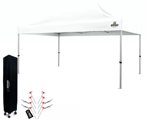 BRIMO Nůžkový párty stan EXCLUSIVE ALU 3x4,5 m bez stěn bílý