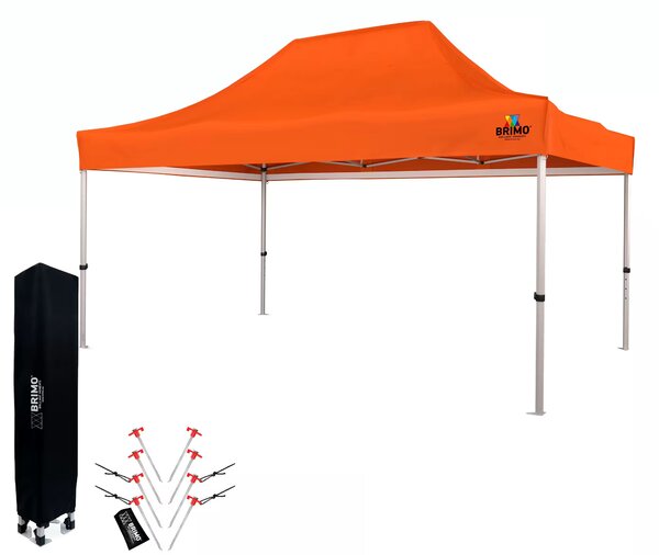 BRIMO Nůžkový párty stan EXCLUSIVE ALU 3x4,5 m bez stěn oranžový