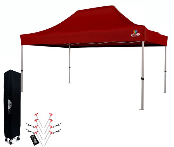 BRIMO Nůžkový párty stan EXCLUSIVE ALU 3x4,5 m bez stěn červený