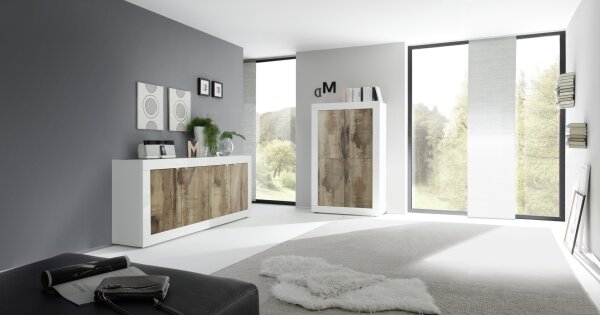 Komoda NERILA 207x86x43 cm bílá/javor