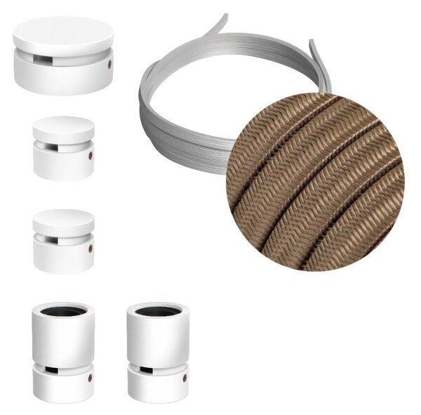 Creative cables Filé systém - sestava pro cik-cak instalaci - 3m kabelu pro světelné řetězy a 5 bílých lakovaných dřevěných komponentů Barva kabelu: Cipria - CM27