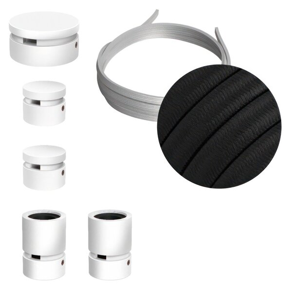 Creative cables Filé systém - sestava pro cik-cak instalaci - 3m kabelu pro světelné řetězy a 5 bílých lakovaných dřevěných komponentů Barva kabelu: Žlutá - CM10