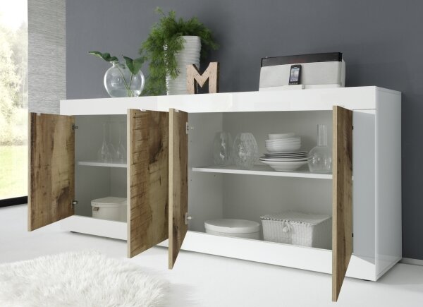 Komoda NERILA 207x86x43 cm bílá/javor