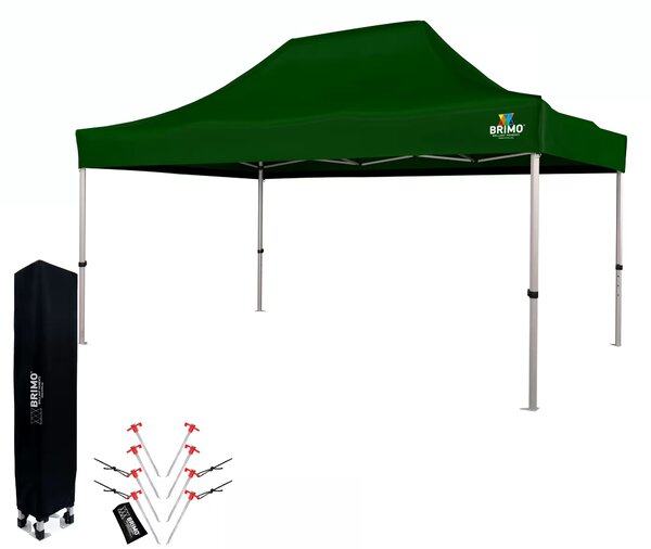 BRIMO Nůžkový párty stan EXCLUSIVE ALU 3x4,5 m bez stěn zelený