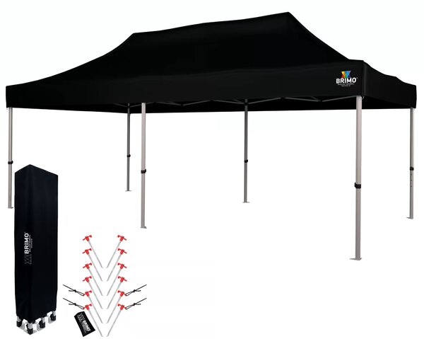 BRIMO Nůžkový párty stan EXCLUSIVE ALU 3x6 m bez stěn černý