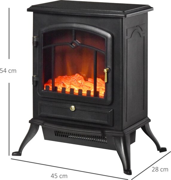 Elektrický krb Fortuna Lai s efektem plamenů 1000/2000 W, ochrana proti přehřátí, černý, 45 x 28 x 54 cm, pro útulnou atmosféru