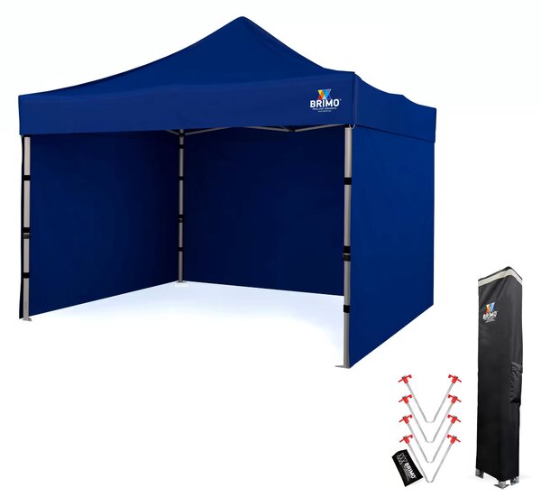 BRIMO Nůžkový párty stan PREMIUM ALU 3x3 m 3 stěny modrý