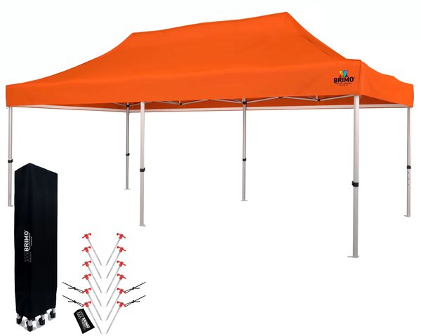 BRIMO Nůžkový párty stan EXCLUSIVE ALU 3x6 m bez stěn oranžový