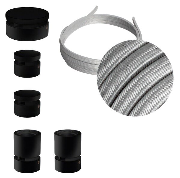 Creative cables Filé systém - sestava pro cik-cak instalaci - 3m kabelu pro světelné řetězy a 5 černých lakovaných dřevěných komponentů Barva kabelu: Neonově žlutá - CF10