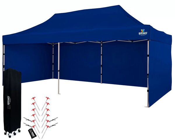 BRIMO Nůžkový párty stan SUPER 3x6 m 3 stěny modrý