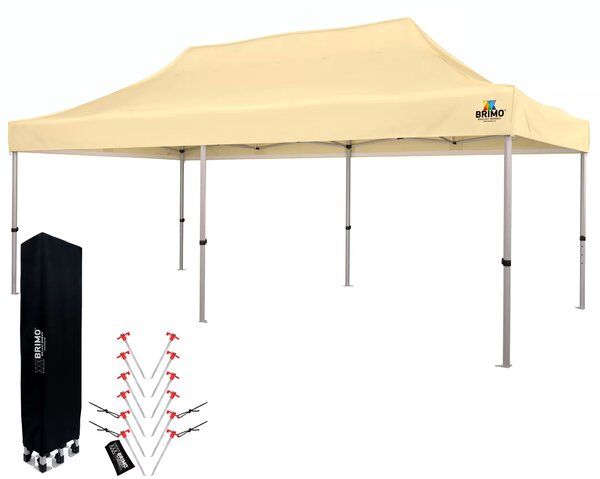 BRIMO Nůžkový párty stan EXCLUSIVE ALU 3x6 m bez stěn béžový