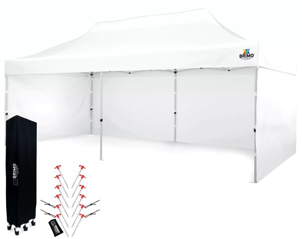 BRIMO Nůžkový párty stan SUPER 3x6 m 3 stěny bílý
