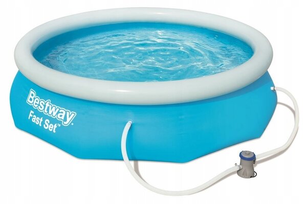 BESTWAY Fast Set 57270 Kulatý Bazén s nafukovacím okrajem + Filtrační Čerpadlo 305x76 CM