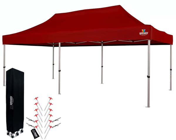 BRIMO Nůžkový párty stan EXCLUSIVE ALU 3x6 m bez stěn červený